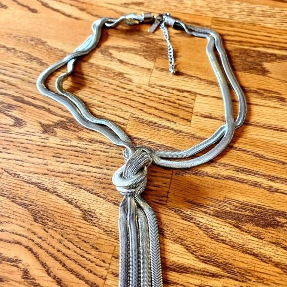 INC International Concepts Double Strand Knotted Long Length Silver Necklace - Picture 2 of 10